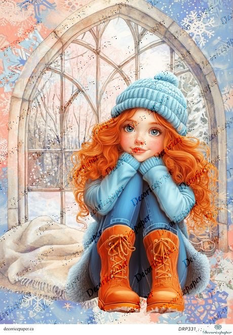 DRP331 - Sweet Winter Girl Rice Paper A4