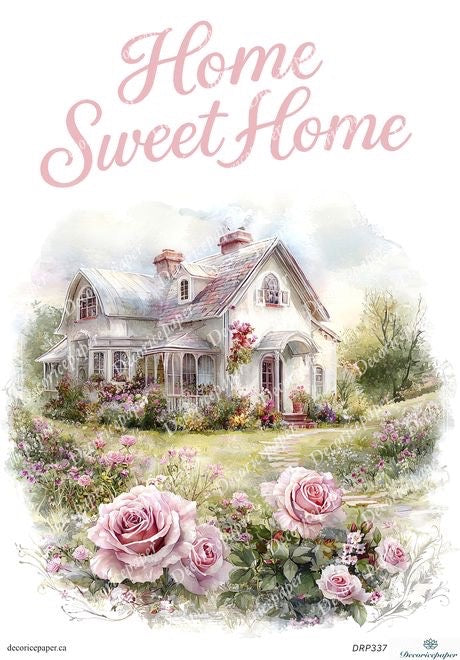 DRP337 - Romantic Cottage Rice Paper A4