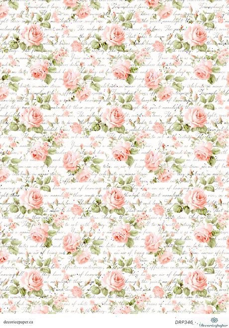 DRP346 - Vintage Rose Pattern - Rice Paper A4