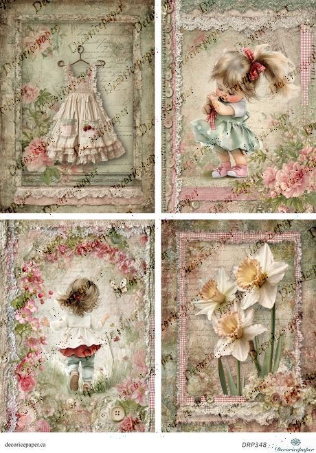 DRP348 - Little Princess in the Garden - Rice Paper A4