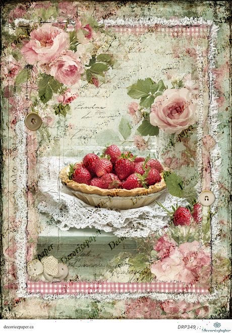 DRP349 - Sweet Strawberry - Rice Paper A4