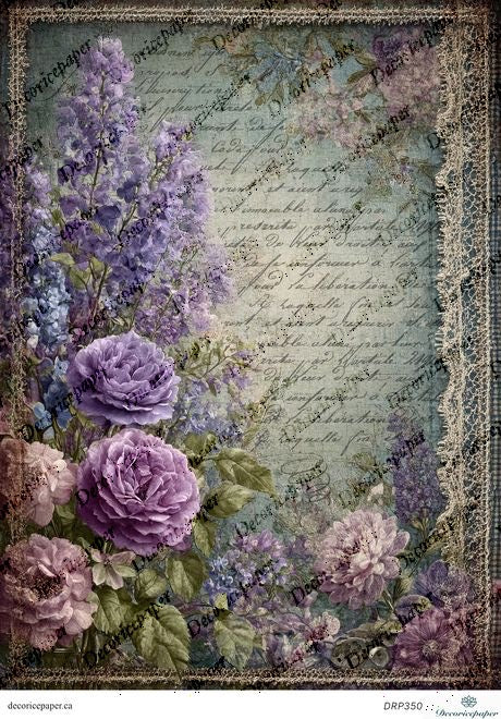 DRP350 - Floral Journal Page - Rice Paper A4