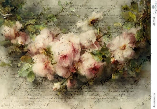 DRP358 - Soft Pink Roses - Rice Paper A4