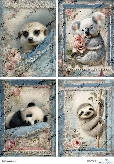 DRP363 - Sweet Baby Animals - Rice Paper A4