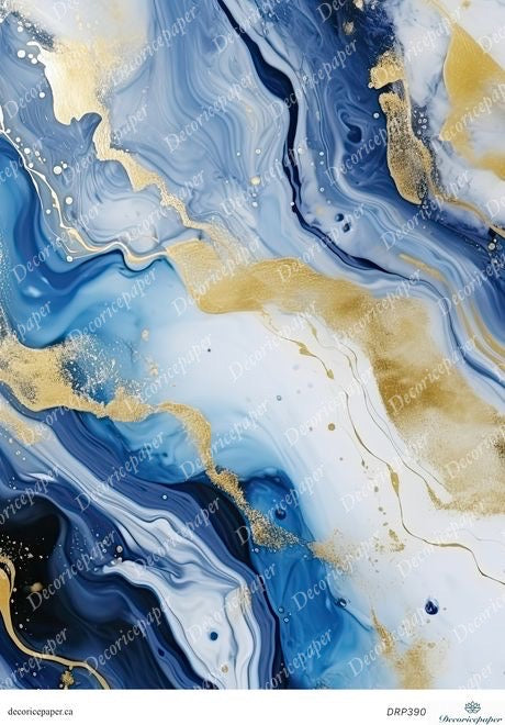 Royal blue and gold marble pattern with flowing textures