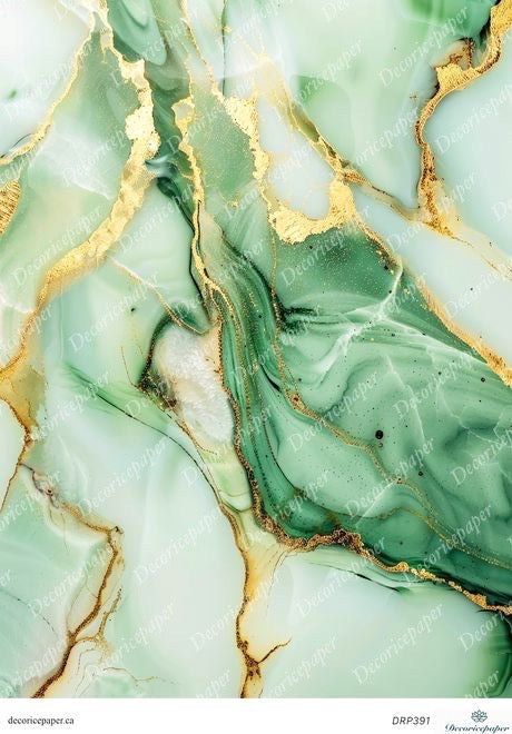 Marble-like texture with green and gold patterns