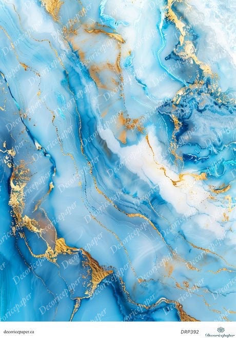 Elegant marble effect in blue, aqua and shimmering gold