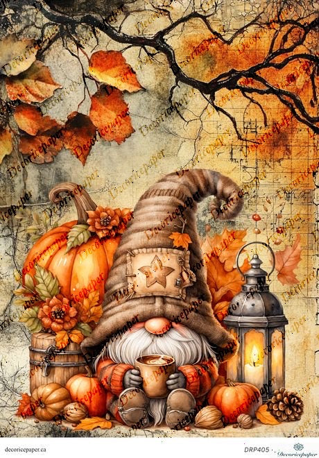 DRP405 - Autumn Gnome - Rice Paper A4