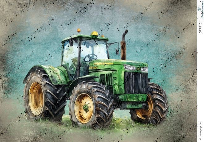 Green tractor on a textured background