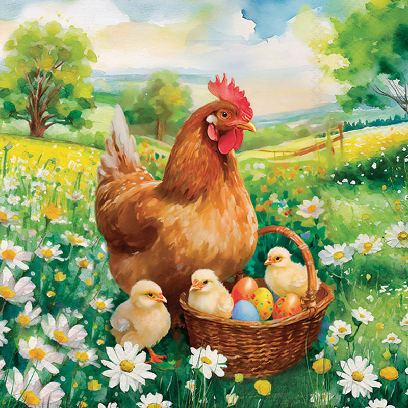 Easter Chicks in Meadow - Napkin