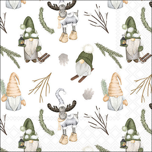 Forest Gnomes WHITE - Napkin