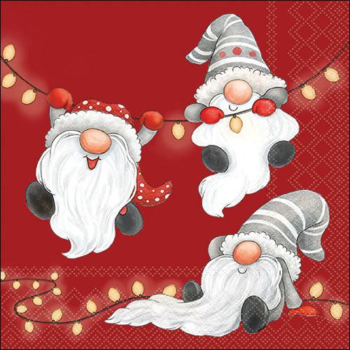 Gnomes On The Light Chain RED - Napkin
