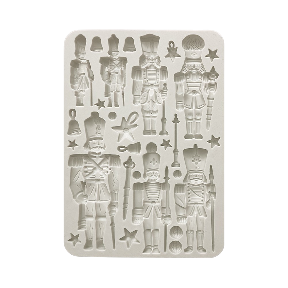 Silicone mold with nutcracker and decorative elements 