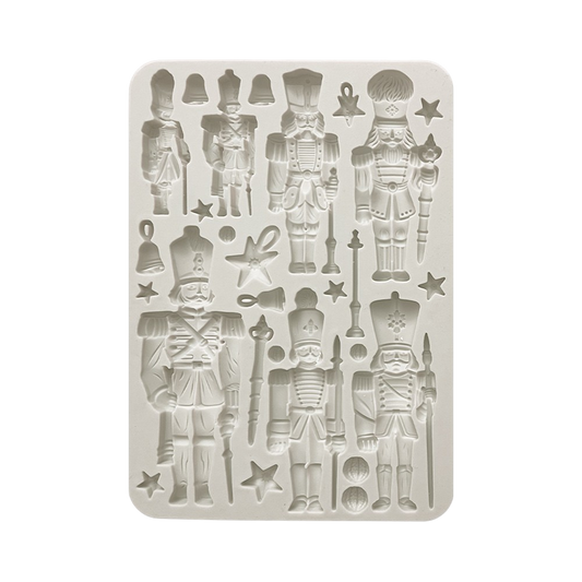 Silicone mold with nutcracker and decorative elements 