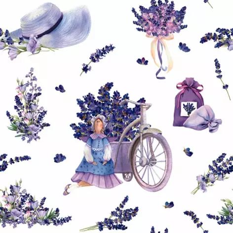 Lavender Bouquets with Tilda Doll - Napkin