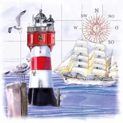 Lighthouse and Compass - Napkin