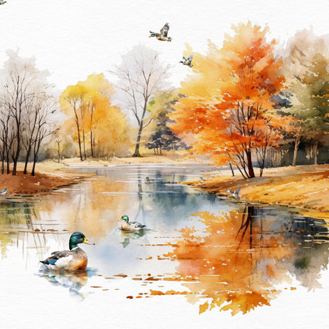 Mallard Ducks at Autumn - Napkin