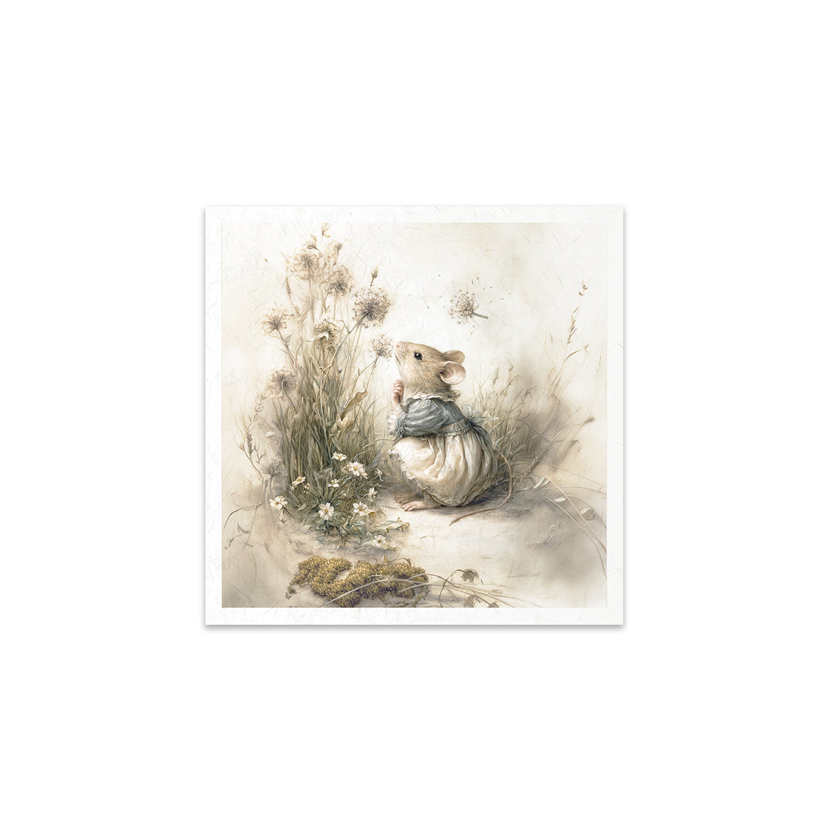 Illustration of a mouse with flowers on a white background