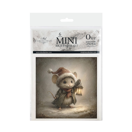 Package of mini rice paper set with a mouse illustration