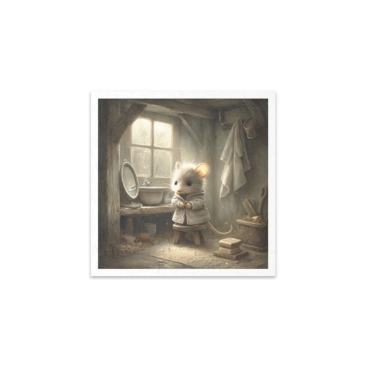 Illustration of a mouse in a bathroom