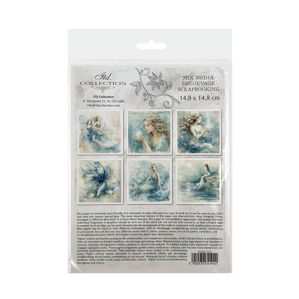 Packaging of rice paper set with mermaid designs