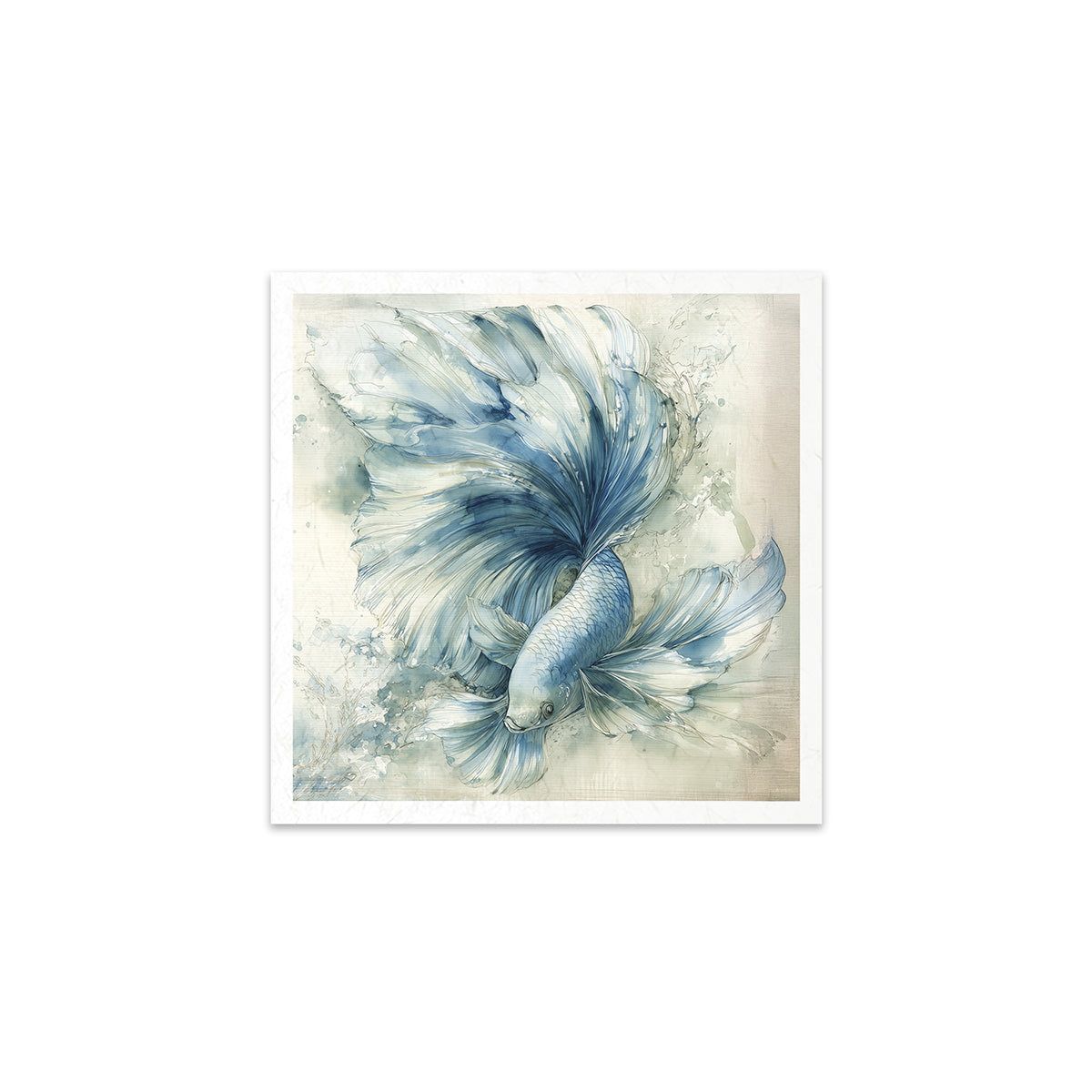 A blue fish on a beige background