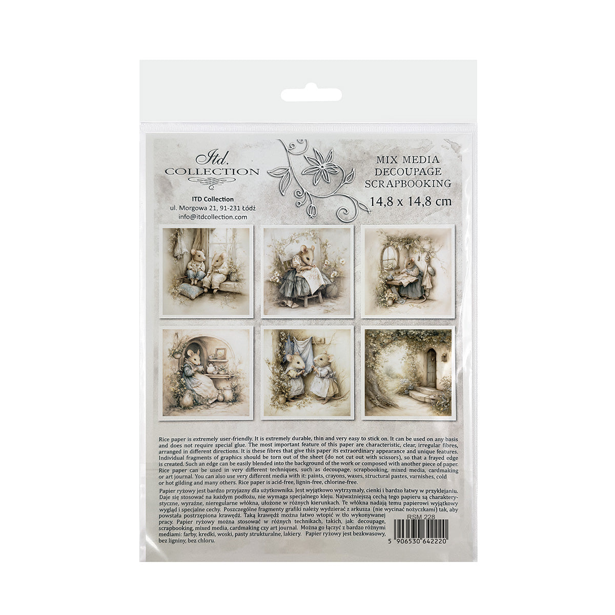 Packaging of a rice paper set with illustrations on a white background