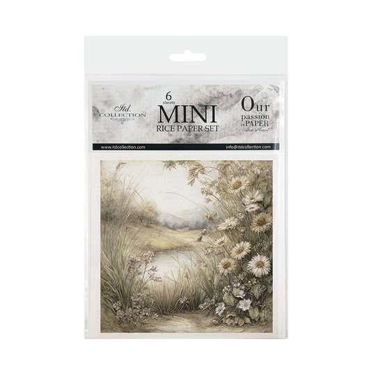 Package of mini rice paper set with nature-themed design on a white background
