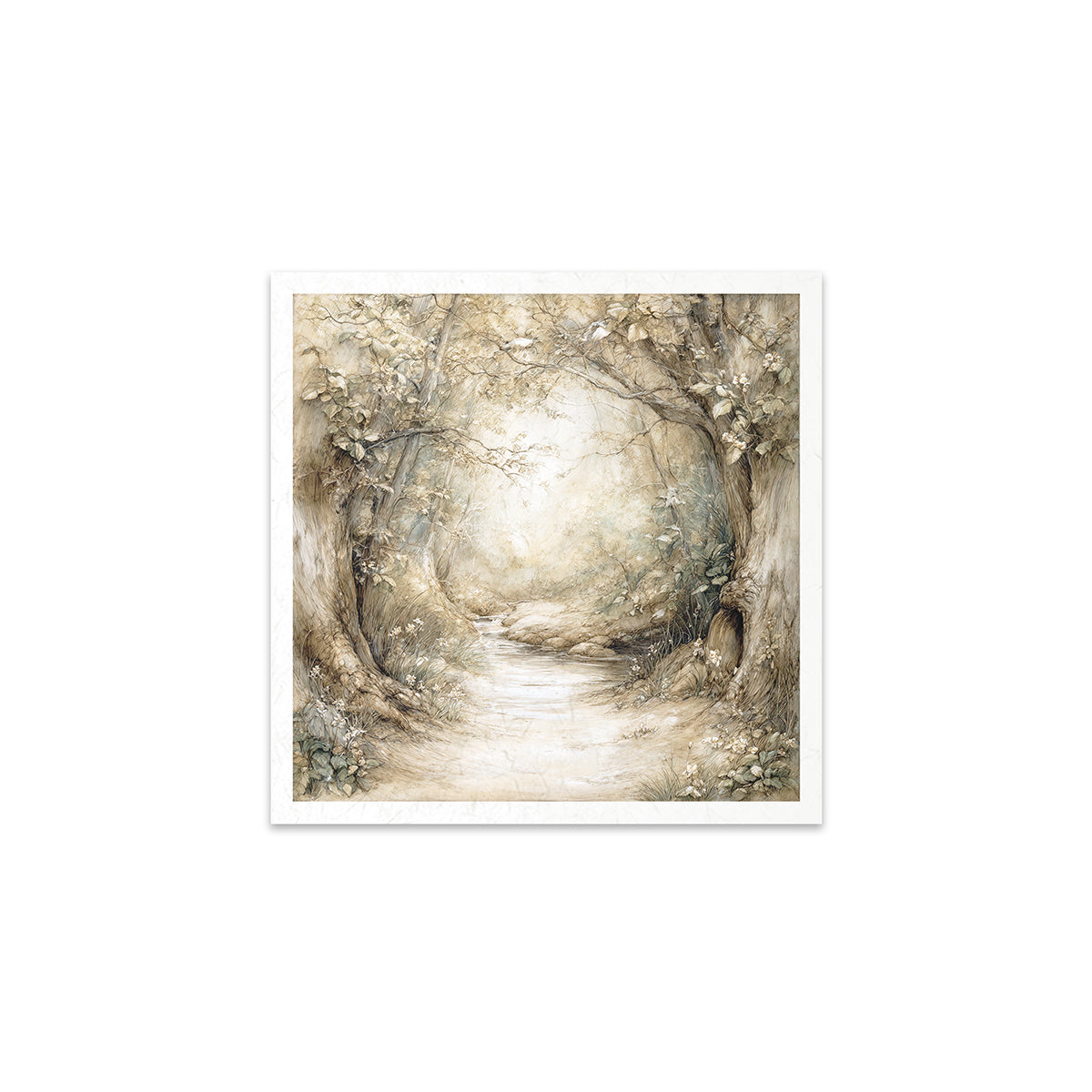 Abstract art print with earthy tones on a white background