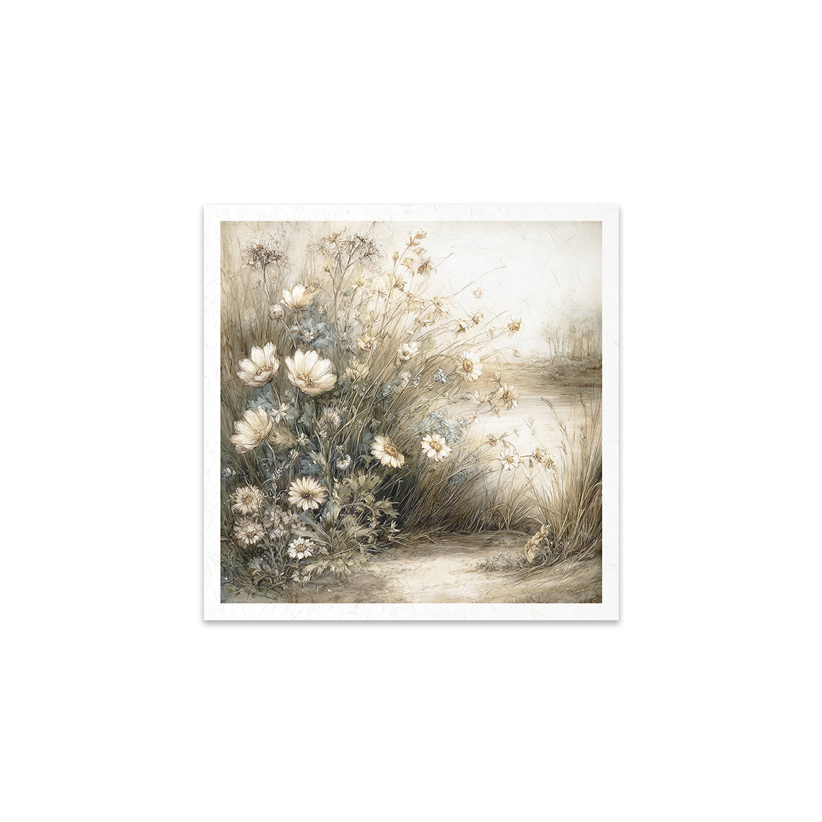 A floral scene with a path on a white background