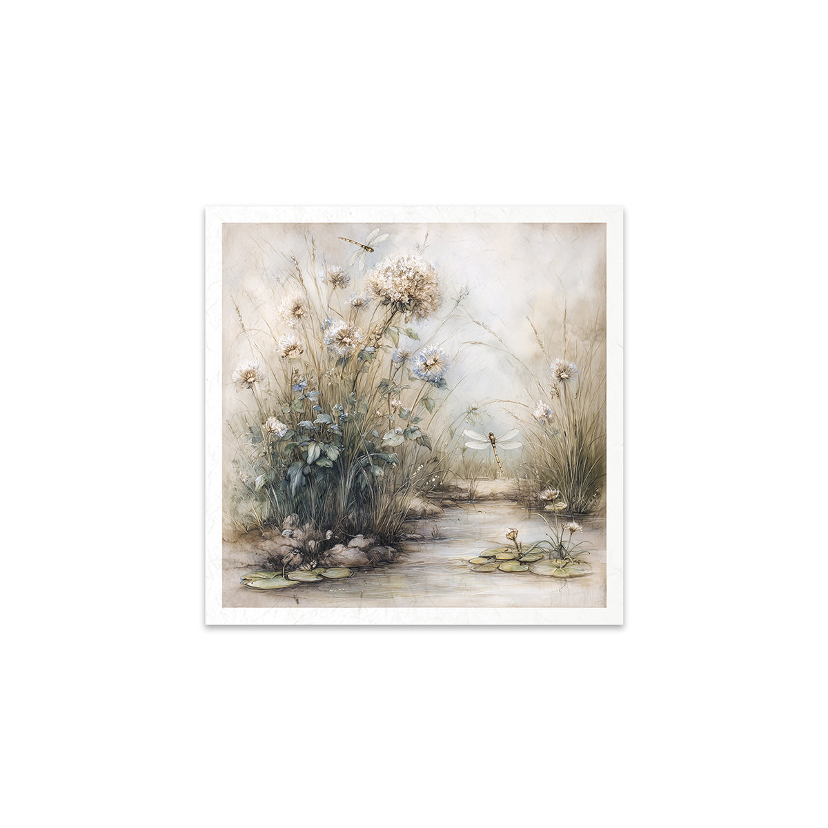 A nature scene with plants and water on a white background
