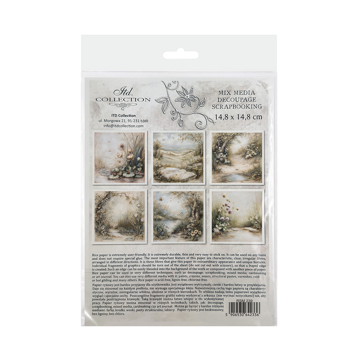 Decoupage rice paper set with scenic images.