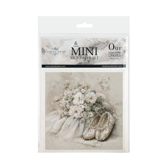 Packaging of mini rice paper set with floral design and text on a white background