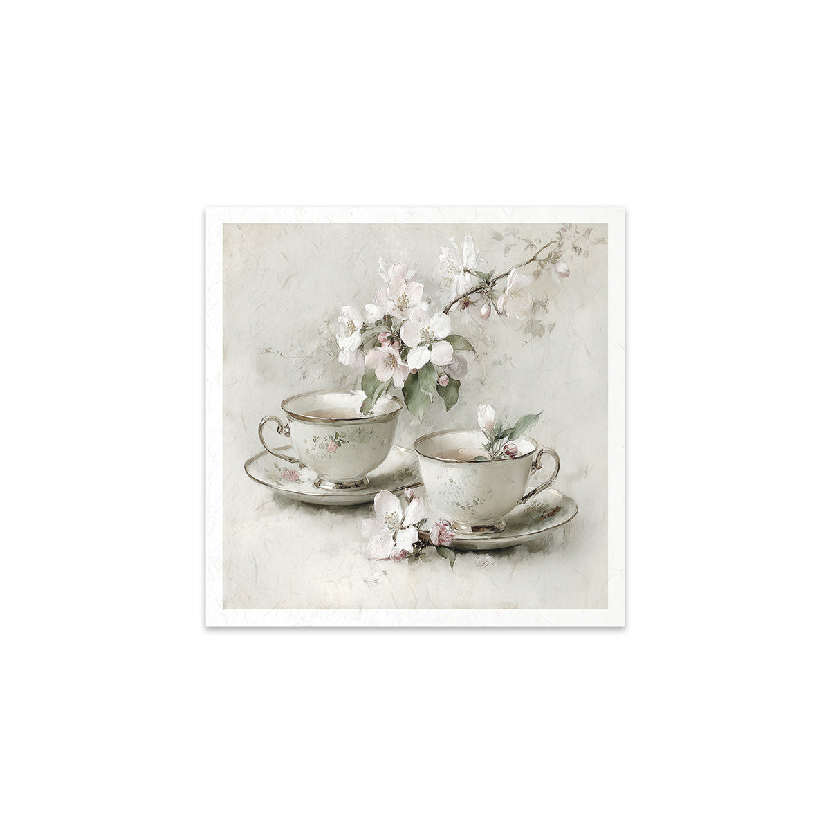 Twi tea cups on a white background