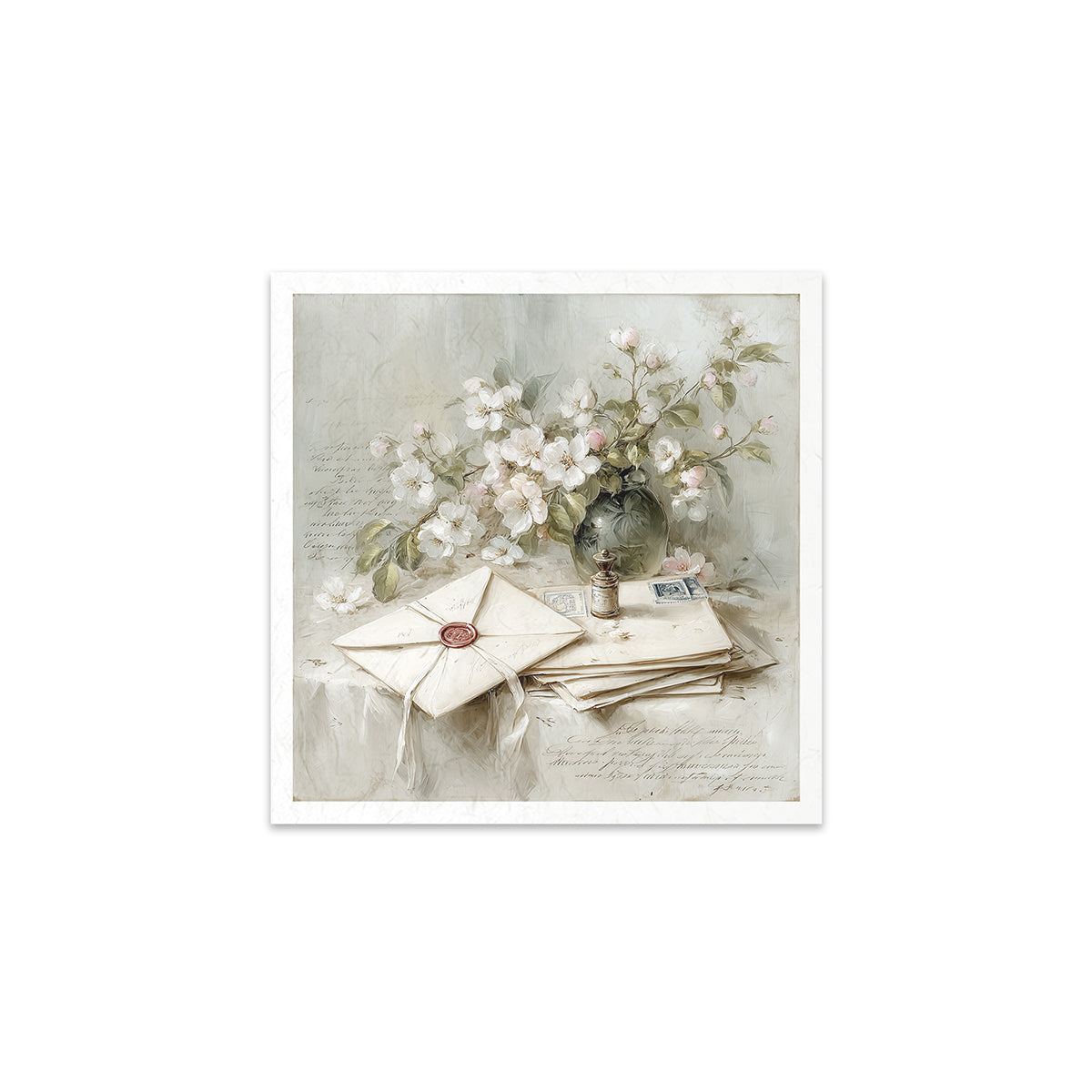Flowers and letters on a textured background
