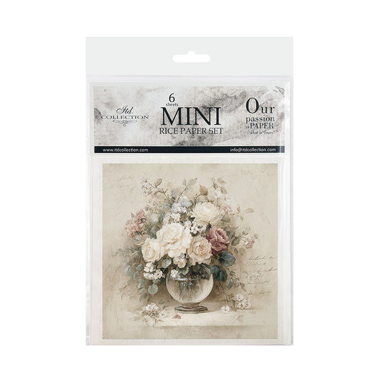 Package of mini rice paper set with floral design on a white background
