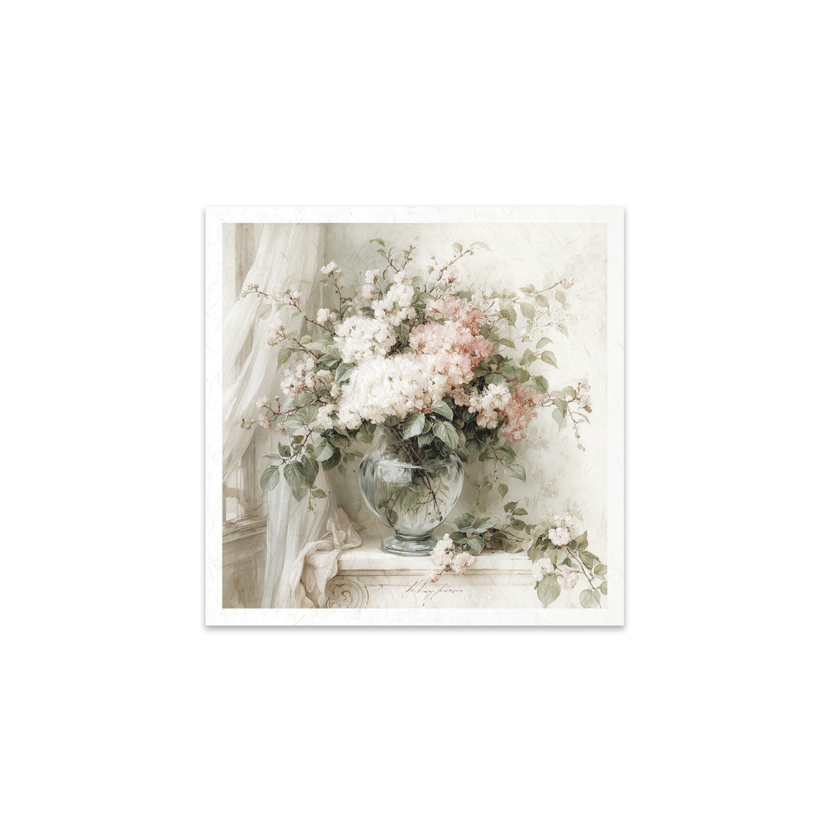 Floral arrangement in a vase with a white background