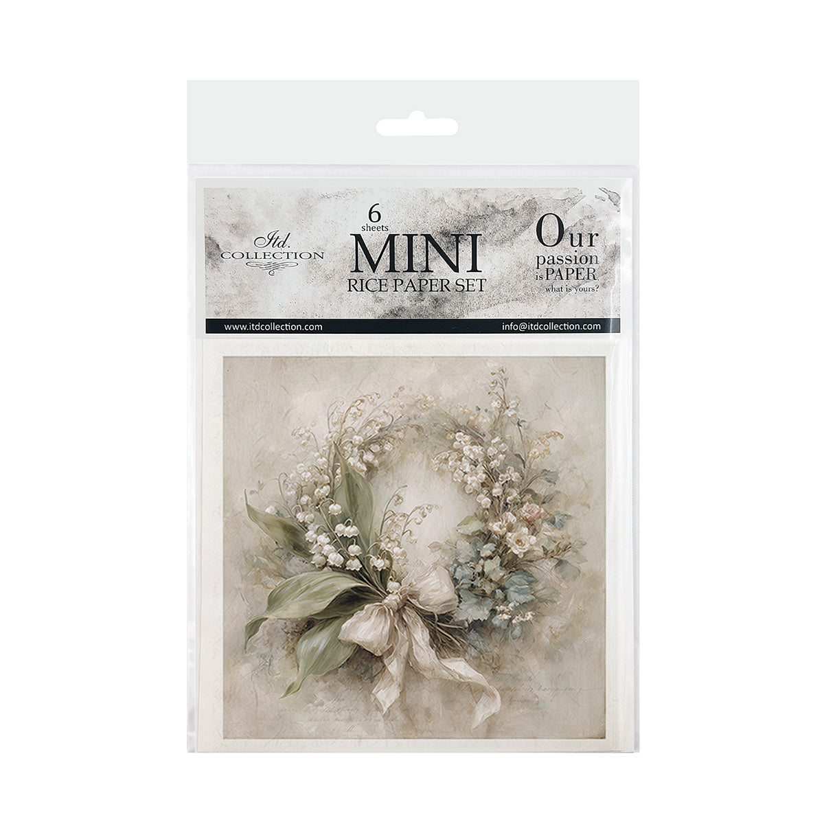 Packaging of a mini rice paper set with floral design 