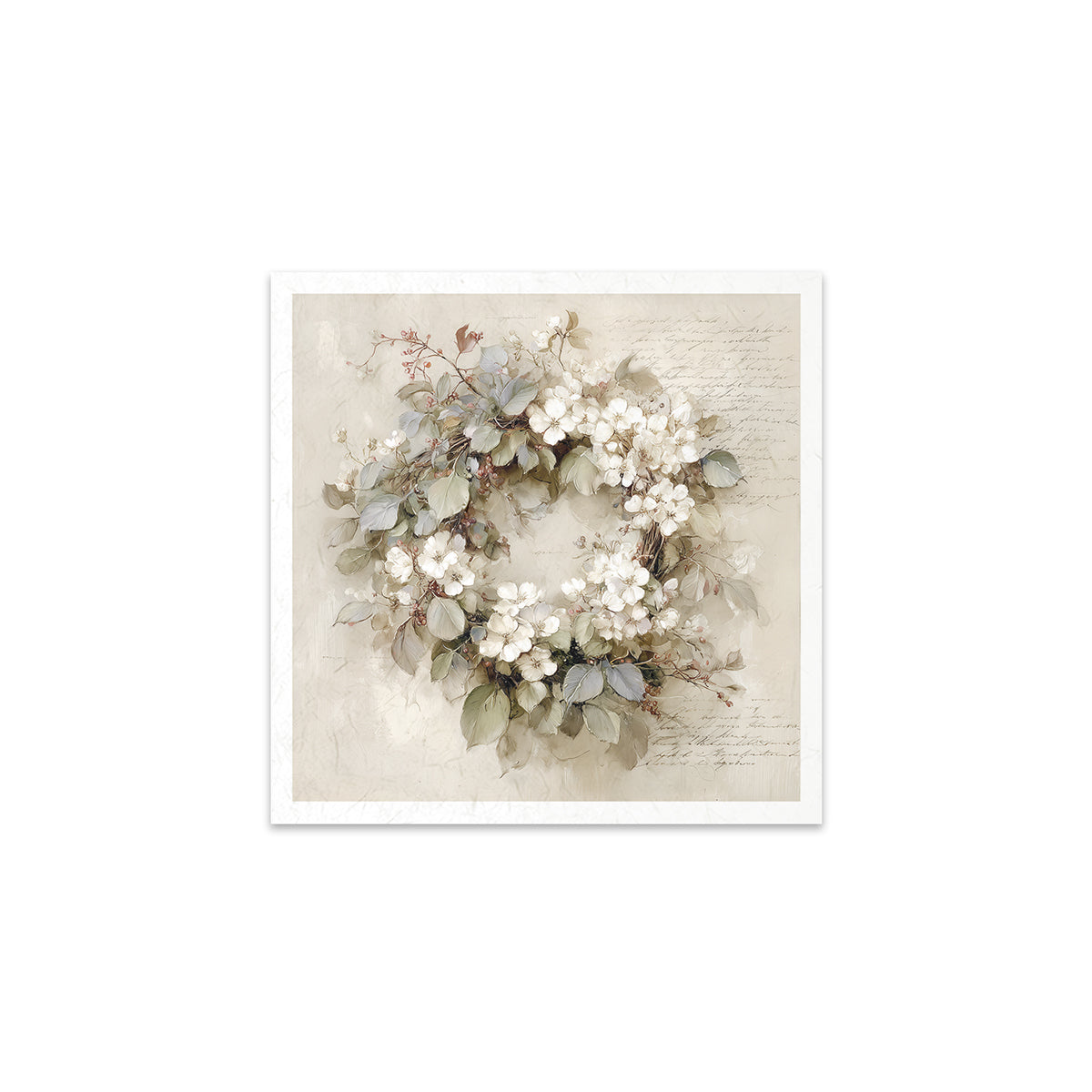 A floral wreath on a textured beige background