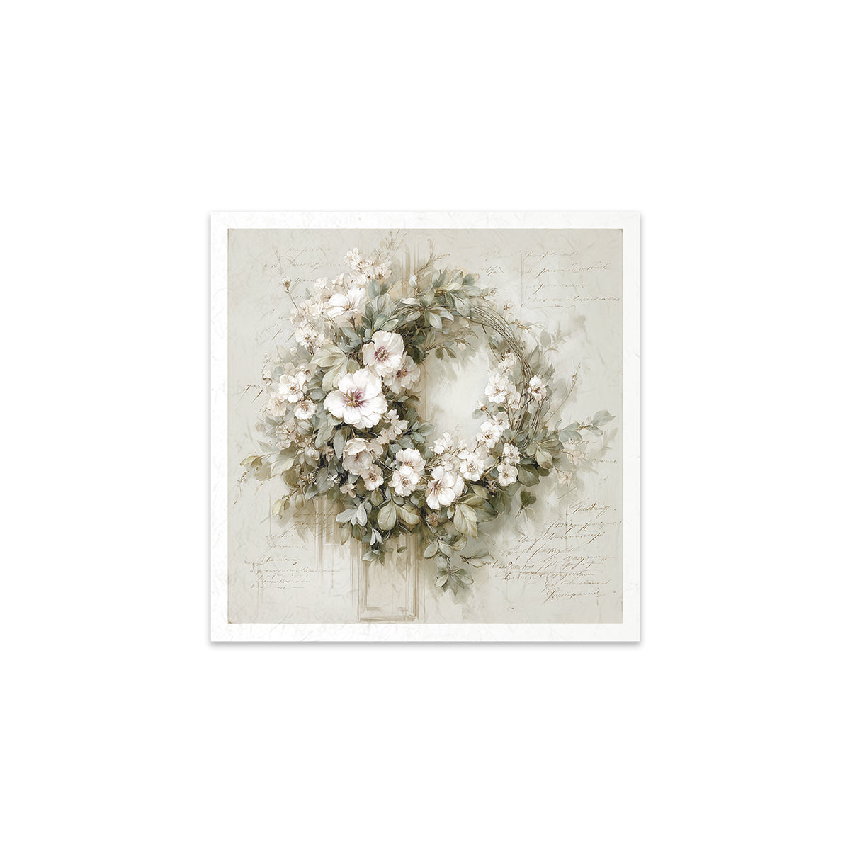 Floral wreath artwork on a textured background