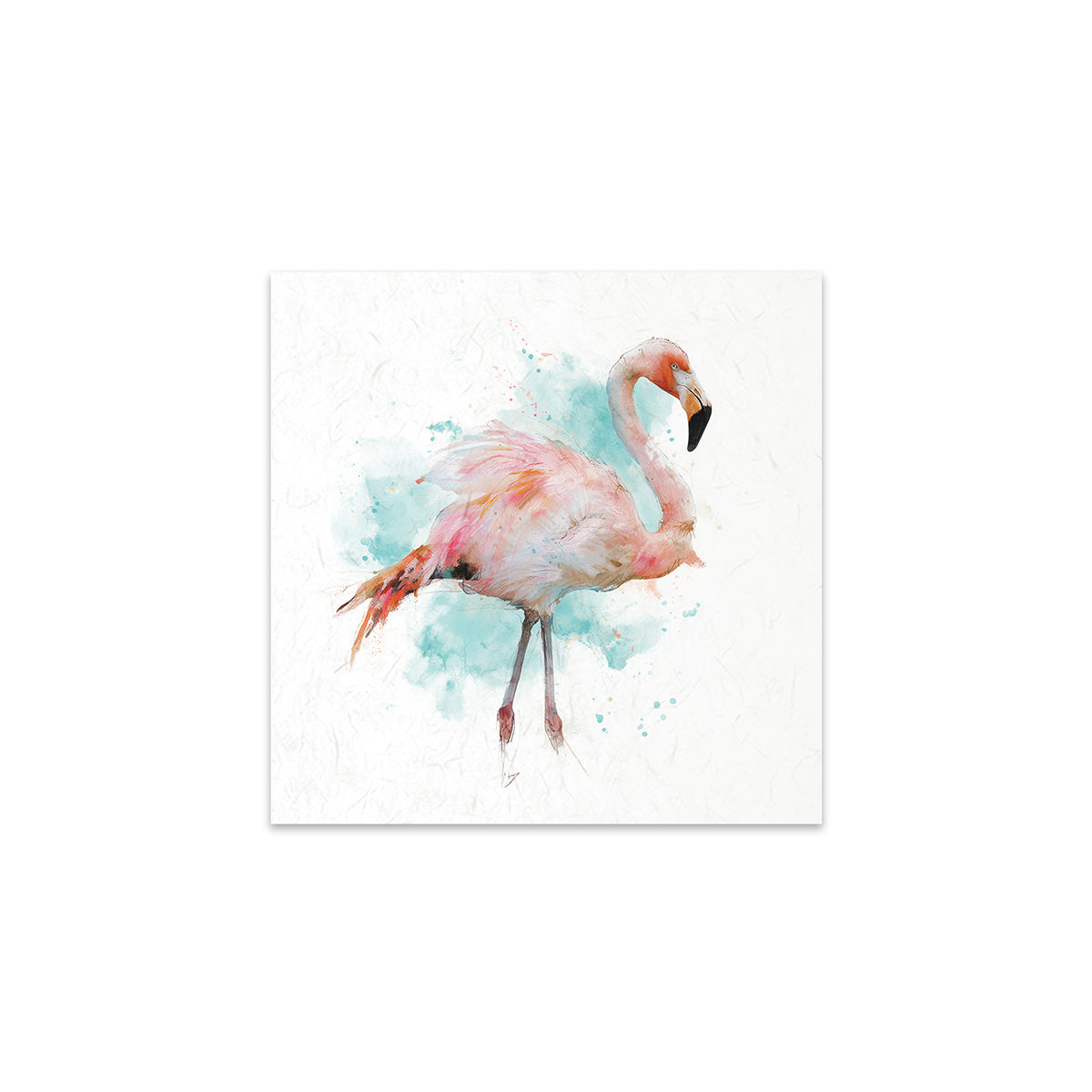 A pink flamingo on a white background