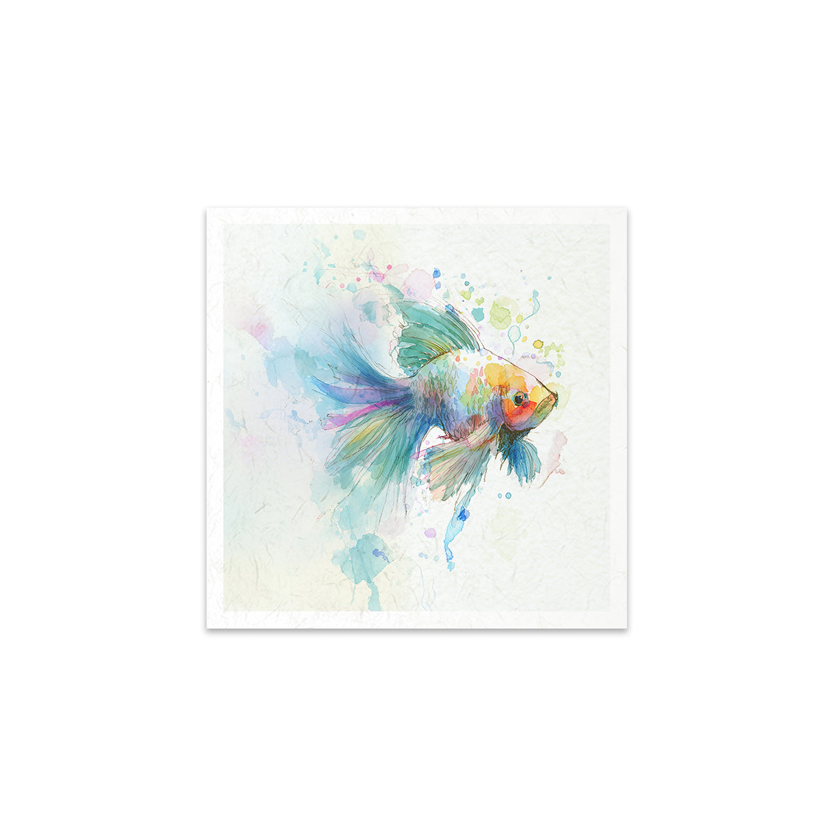 Colourful watercolour painting of a fish on a white background