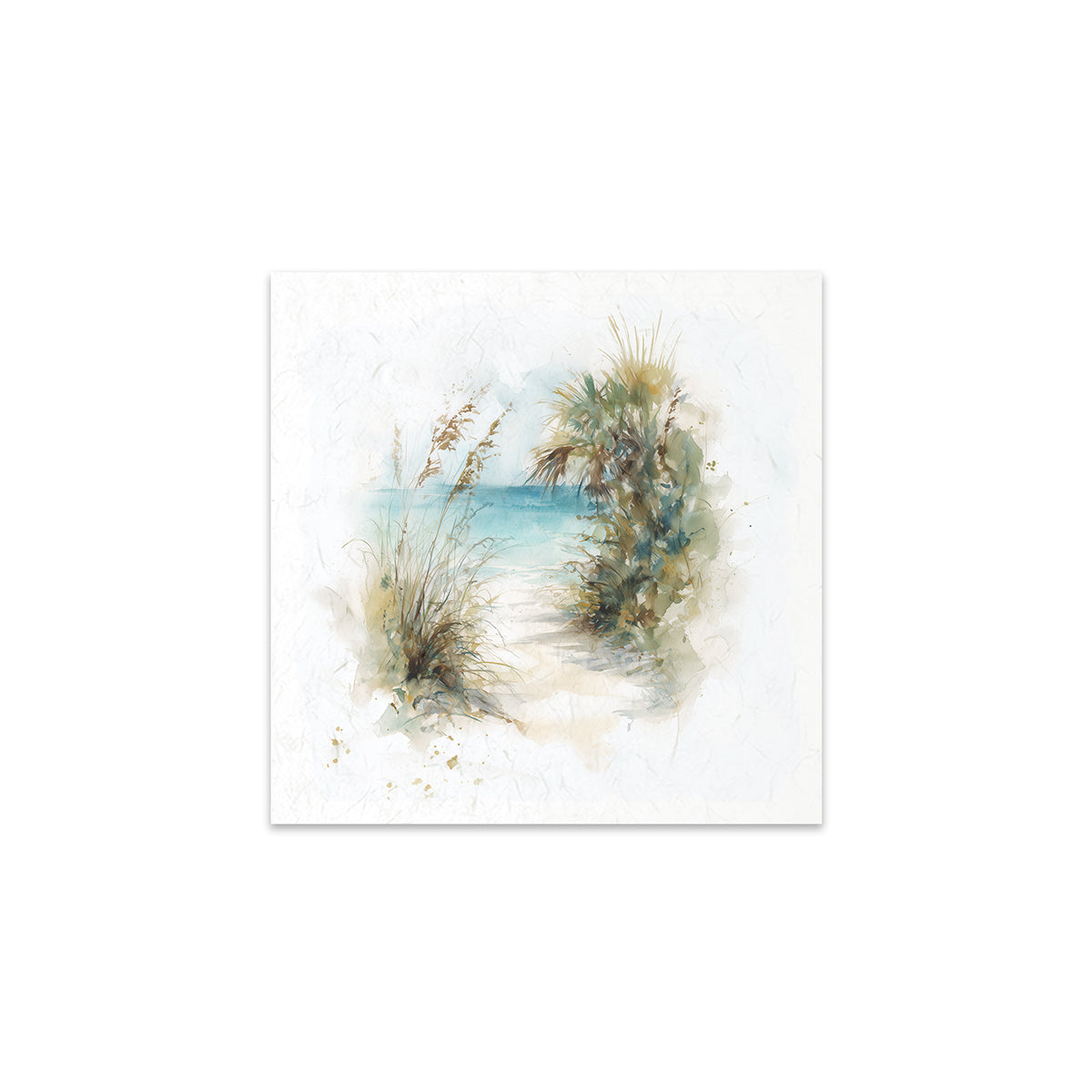 Art print of a coastal scene, beach grass on a white background