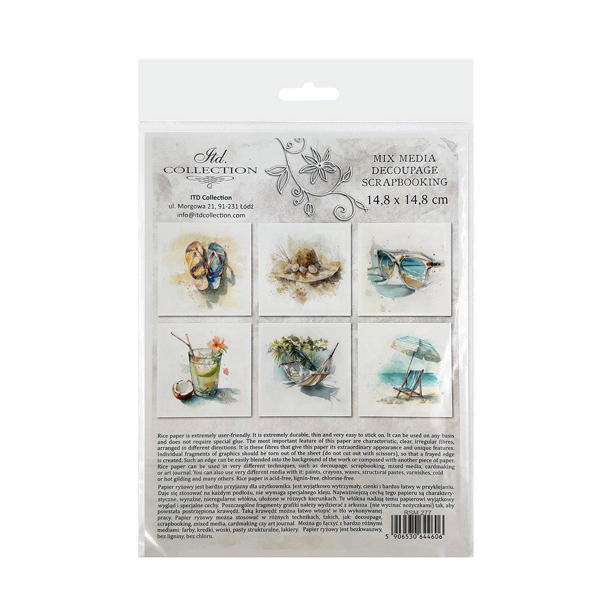 Packaging of rice paper set with scenic illustrations.