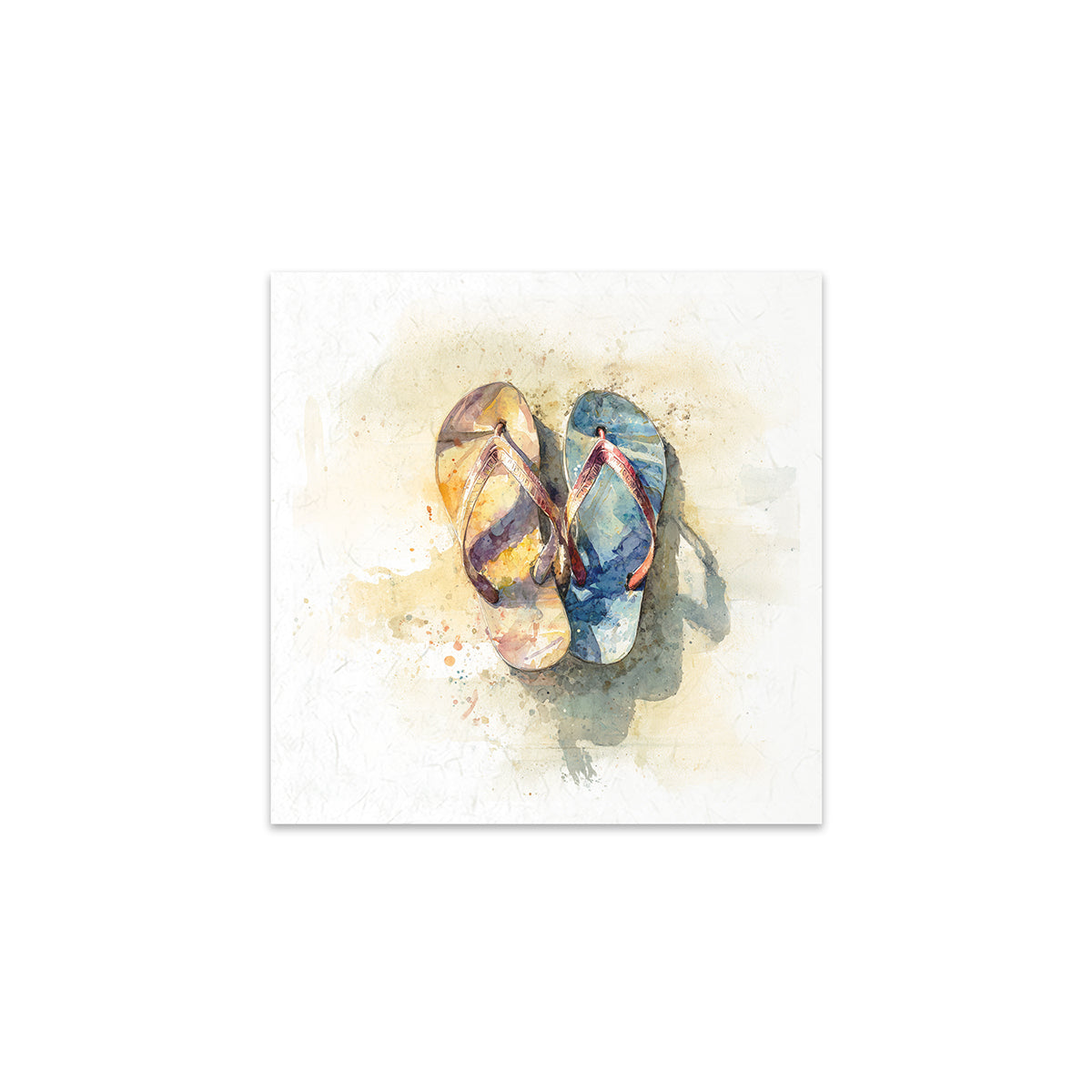 Colorful flip-flops on a watercolour background