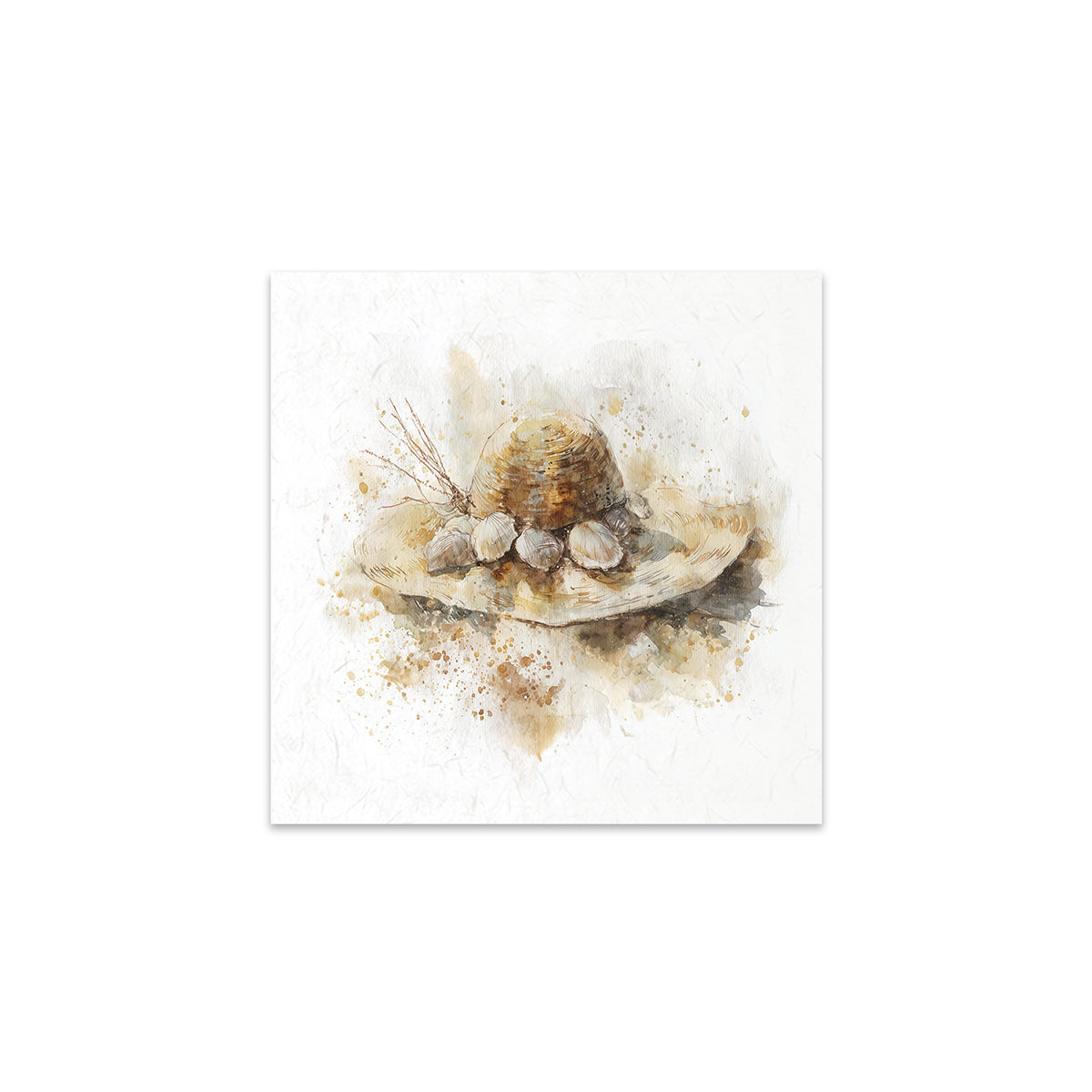 Hat with sand and small stones on a white background