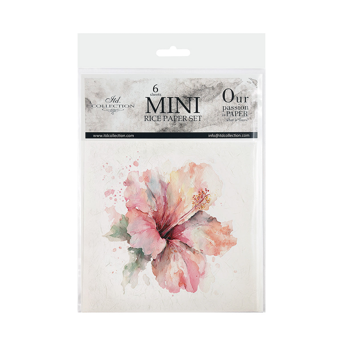 Package of mini rice paper set with floral design on a white background