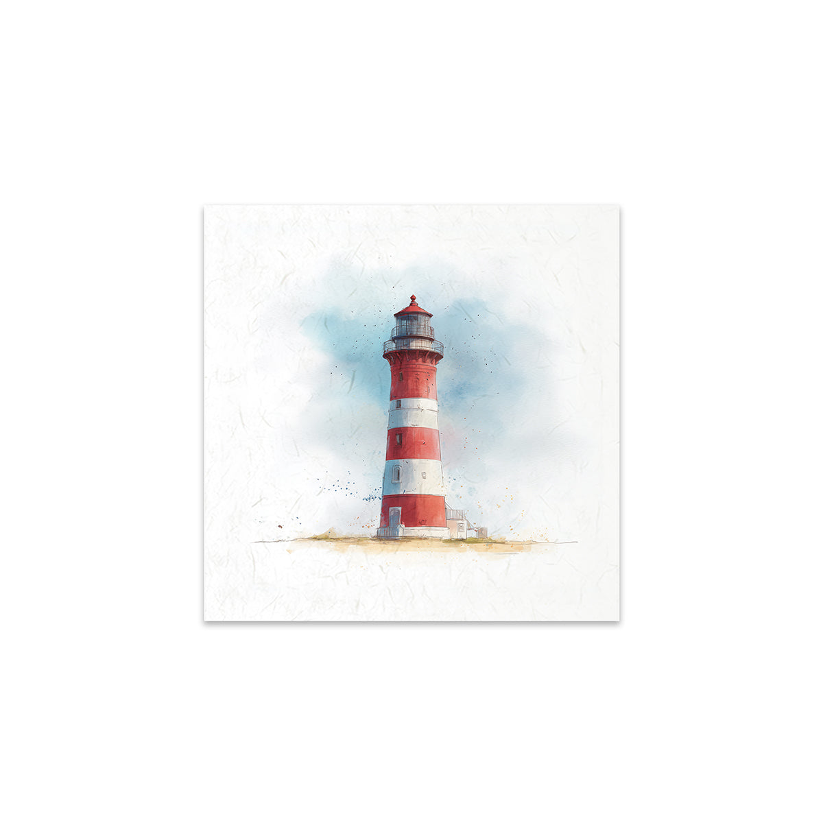 Red and white lighthouse on a white background