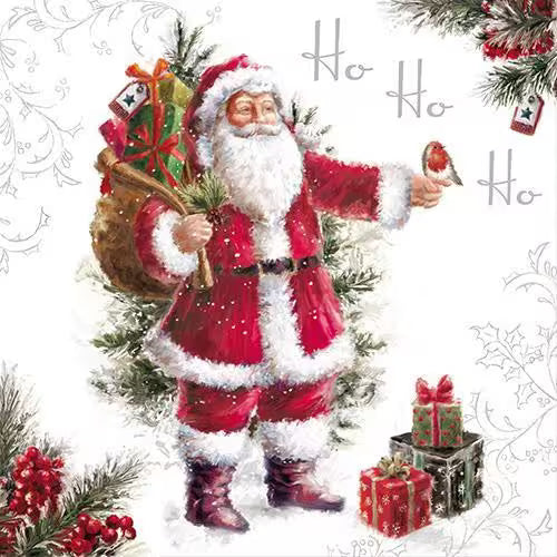 Illustration of Santa Claus with Christmas elements on a white background