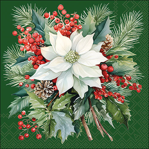 Poinsettia Bouquet GREEN - Napkin